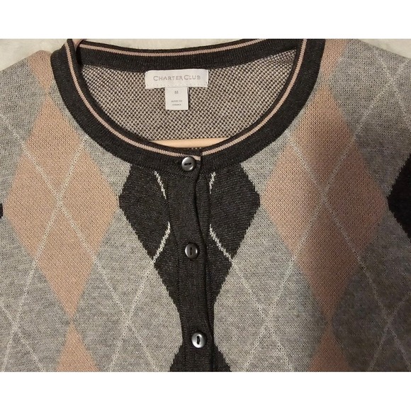 Charter Club Cardigan Preppy Style Pink and Gray Women's Size Medium - Picture 5 of 10